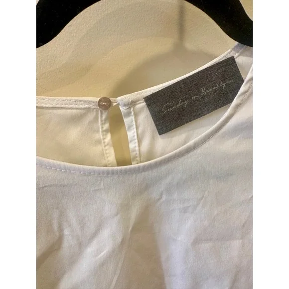 Anthropology Sunday in Brooklyn NWOT White Tiered Structured Blouse Cotton - NO - Picture 3 of 6